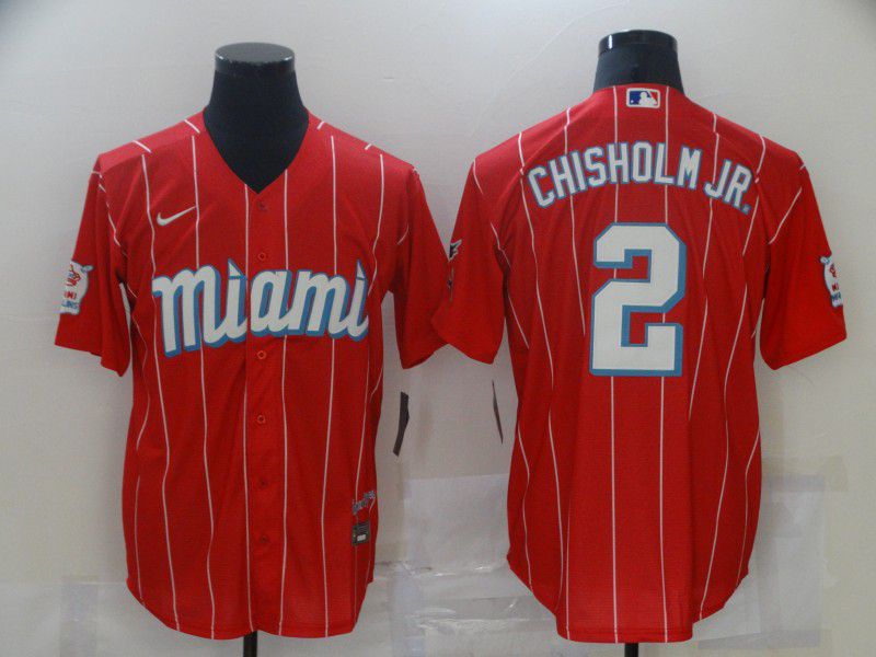 Men Miami Marlins #2 Chisholm jr Red City Edition Game Nike 2021 MLB Jersey->chicago cubs->MLB Jersey